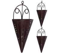 Abaodam Rattan Hanging Basket 3Pcs Wall Planters Cone Shaped Wicker Flower Baskets for Indoor Outdoor Plants Fruit Storage Kitchen Organization
