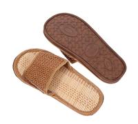 Abaodam Rattan Woven Slippers with Bamboo Sole, Summer Cool Apricot Home Sandals for Couples, Lightweight Breathable Indoor Shoes Size 36-37