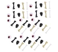 Abaodam Realistic Halloween Eyeballs and Skeleton Bone Ornaments Hollow Lightweight Red Veined Eye Balls White Skull Bones Black Skulls for Spooky Party Craft Decoration
