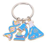 Abaodam Realistic Laboratory Microscope Keychain with Dna Charm Lightweight Science Accessory for Teachers Students and Lab Technologists Portable Biology Chemistry Keyring for School and