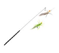Abaodam Realistic Silicone Cat Wand with Bells Lightweight Interactive Teaser Stick for Indoor Play Self Play Design with Natural Replacement Heads Portable Entertainment