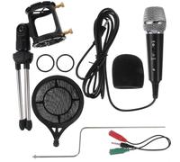 Abaodam Recording Mic Computer Microphone Heart-shaped Black Condenser Microphone Portable Abs Electronic Components for Musical Instrument Play and Live Broadcasting