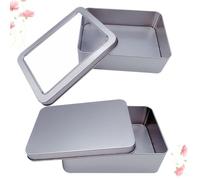 Abaodam Rectangle Metal Tin Puzzle Cards Storage Box with Window and Lids, Household Container for Storage and Card Organisation, 2Pcs
