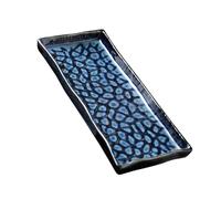 Abaodam Rectangular Ceramic Sushi Serving Plate 12 Inches Embossed Design for Serving Nuts and Dried Fruits for Restaurants and Family Gatherings