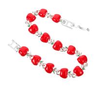 Abaodam Red Apples Charm Bracelet for Women Decorative Link Bracelet Silver Tone Creative Fruit Design Fashion Jewelry