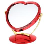 Abaodam Red Double-sided Rotating Makeup Mirror with Glass Surface, Scratch Resistant and Design for Dressing Room Or Bedroom Tabletop, Decorative Mirror for Those Who Often Make