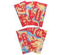 Abaodam Red Envelopes Portable and Convenient Traditional New Year 6pcs with Dragon Pattern Glitter Paper Money Pouches Red Packets for Festive Celebrations