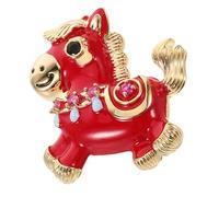 Abaodam Red Horse Brooch Handmade with Copper and Rhinestone, Resistant to Tarnish, Eye-catching Design for Lunar New Year 2026 Spring Festival Blessing Souvenir