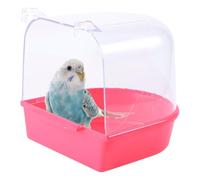Abaodam Red Plastic Bird Bath for Parrot and Canary with Semi- Cover, Eco-friendly Bathing Tub Cage Accessory for Small Birds in Cage