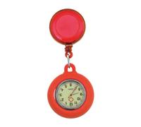 Abaodam Red Retractable Nurse Pocket Watch with Quartz Movement, Easy to Carry and Wear, Practical Clip-on Design for Nurses and Healthcare Professionals