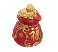 Abaodam Resin Fortune Bag Piggy Bank Statue Red Decorative Money Saving Pot for Desktop and Living Easy Care Coin Jar Ornament Cultivate Saving Habit Gift