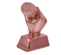 Abaodam Resin Microphone Trophy Award for Childrens Music Competition Singing Contest Prize Craft Copper Color Music Trophy Model for Classroom and Elementary School Ceremonies