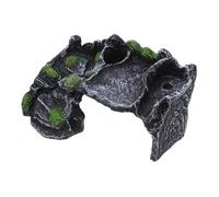 Abaodam Resin Turtle Basking Platform with Realistic Rock and Artificial Greenery Floating Sunbathing Dock and Hideaway for Aquarium for Turtles Tortoises Lizards and Reptiles
