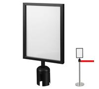 Abaodam Retractable Belt Stanchion Sign Holder Vertical Portrait Frame Plastic Display Stand with Stainless Steel Body for Airport and Crowd Control 17.32X8.66X2.56In