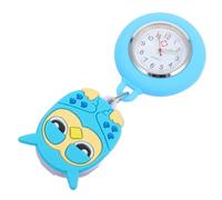 Abaodam Retractable Soft Silicone Nurse Fob Watch with Stretchable Blue Owl Cover, Clip-on Hanging Lapel Pocket Watch for Staff and Healthcare Professionals