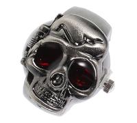 Abaodam Retro Flipping Finger Ring Watch Black Cover, Electronic Vintage Decorative Jewelry for Men,