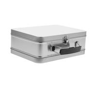Abaodam Retro Metal Lunch Box Tinplate Bento Container Handle and Leakproof Lid 75mm Height Silver Vintage Storage Box for Food and Craft Use