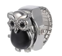 Abaodam Retro Owl Pattern Finger Ring Watch Elastic Band Decorative Small Vintage Style for Women Daily Wear Birthday