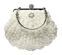 Abaodam Retro Pearl Beads Handbag with Secure Lock Clasp Crossbody Shoulder Bag for Women and Casual Dating Purse for Daily Essentials Versatile in Shell Yellow