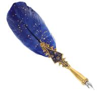 Abaodam Retro Style Blue Quill Dip Pen with Metal Nib, Refillable Calligraphy Pen Offering Exceptional Control and Stability, for Workspace and Desktop Art Writing