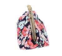 Abaodam Retro Style Cloth Coin Purse with Cherry Blossom Black Fabric, Portable Key Storage Pouch for Women, Handmade Vintage Change Bag for Outdoor Use