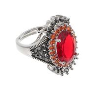 Abaodam Retro Thai Silver Adjustable Red Gemstone Ring Stylish Women Statement Jewelry for Valentines Day Party Wear