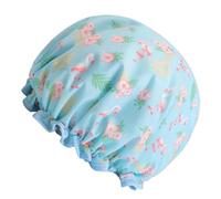 Abaodam Reusable Blue Shower Cap with Double Layer Pe Material Lightweight Design Adorable Flamingo Shape Waterproof Bathing Hat for Spa and Kitchen Use