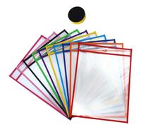 Abaodam Reusable Pet Dry Erase Document Pouches 11pcs Set Eraser, Sewing File Pockets for ’s School Storage and Writing Practice