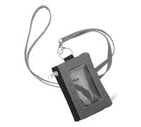 Abaodam RFID Blocking Mini Wallet with Id Window and Neck Lanyard, Small Card Holder Keychain in Dark Grey for Women’s Front Pocket and Casual Business Use