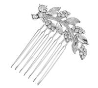 Abaodam Rhinestone Alloy Hair Comb Design Delicate Leaf Shape Charming Handmade Hair Accessory for Weddings and Parties