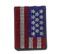 Abaodam Rhinestone American Flag Car Insurance Holder Vehicle Document Organizer Scratch-Resistant Registration Card Keeper for Women Men Teens Stylish Auto Interior Accessory