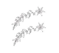 Abaodam Rhinestone Flower Ear Climbers Lightweight Pearl Decor Earrings for Bridesmaids Wedding Jewelry Elegant Leaf Design Studs for Women