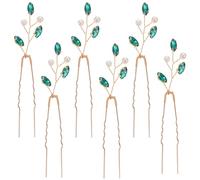 Abaodam Rhinestone Hairpins and Metal Material 6pcs Bridal for Women and Brides Lightweight Decorative U Shape Hair Accessories, Easy to for Wedding and Valentine's Day
