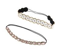 Abaodam Rhinestone Headbands and Good Elasticity with Delicate Workmanship 2 Pcs Beaded Elastic Hairbands Fashionable and Sparkle Accessories and Taking Photos