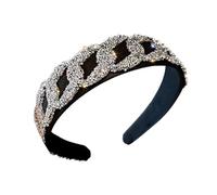 Abaodam Rhinestone Studded Headband Elastic Hair Band Plastic Crystal Hair Hoop Understated Luxury Easy to Wear Elegant Black for Daily Dressing and Wedding