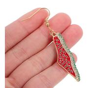 Abaodam Rhinestone Watermelon Drop Earrings Lightweight Dangle Jewelry for Women Summer Beach Party Palestine Flag Fruit Studs