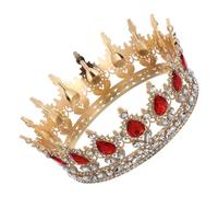 Abaodam Rhinestone Wedding Crown: Crystal Princess Tiara For Women Vintage Queen Headpiece Girls Birthday Wedding Bridal Hair Accessories Pageant Party Red