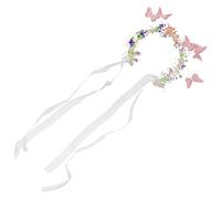Abaodam Romantic Floral Crown Head Wreath for Sturdy Metal and Fabric Hairband with Artificial Flowers and Leaves Elegant Nature-inspired Bridal Wedding Hair Accessory for Photos and