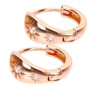 Abaodam Rose Gold Eight-pointed Star Earrings with Rhinestones, Small Minimalist Hoop Earrings for Women, Dainty Golden Jewelry for Everyday Wear