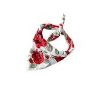 Abaodam Rose Pattern Cotton Pet Saliva Bib Bandana for Dogs and Cats, Adjustable Neck 25-48Cm, White with Red Roses, Valentine’S Day Collar Accessory