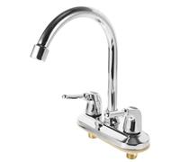 Abaodam Rotatable Dual Handle Kitchen Faucet Wear Resistant Surface with 360° Swivel Spout, Two Handle Rotatable Spout Faucet in Silver Copper and Iron Material for Kitchen and Bathroom