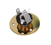 Abaodam Round Guitar Jack Plug Socket Standard 1/4 Inch 6.35mm Output Input Jack Plate with Screws Glossy Golden Surface Iron and Copper for Electric Guitar Bass