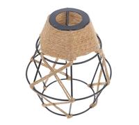 Abaodam Rustic Black Iron Wire Lampshade Featuring Gentle Touching Feeling with Woven Jute Rope Design, E27 Ceiling Pendant Light Cover and Sturdy Structure, for Living Room Or Bedroom