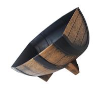 Abaodam Rustic Wood-look Planter Pot with Raised Feet Outdoor Half Barrel Flower Bucket X Vintage Farmhouse Garden Container for Enhanced Airflow and Drainage