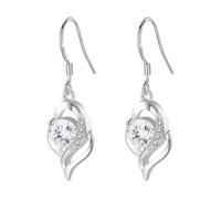 Abaodam S925 Sterling Silver Long Ear Drop Earrings for Women White Cubic Zirconia, Fashion Silver Dangle Jewelry Suitable for Daily Wear and Special Occasions