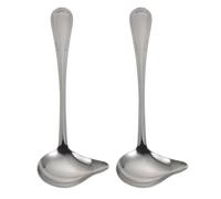 Abaodam Sauce Spoons Duckbill Spoons Stainless Steel Kitchen Tableware 2Pcs Patterned Handle for Soup Serving and Buffet Use