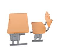 Abaodam Scale Miniature School Furniture Set Plastic Dollhouse Study Desk and Chair for Pretend Play Educational Mini House Decor Concentration and Study Habits