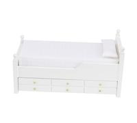 Abaodam Scale Miniature Two Bedroom Drawer Bed for Dollhouse White Furniture Model with Pull Out Storage Suitable for Mini House Accessories and Dollhouse Decoration