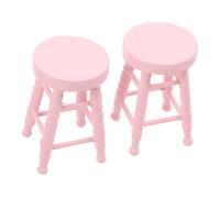 Abaodam Scale Miniature Wooden Stool for Dollhouse High Leg Round Chair in Pink for Micro Scene Setup Crafts and Pretend Play Accessories