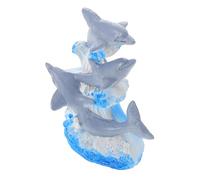 Abaodam Sea World Dolphin Statue Resin Life Figurines Silver Finish Nautical Ocean Animal Decor for Aquarium Accessories and Dolphin Lovers Tabletop Ornaments